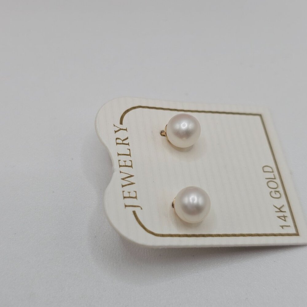 14KT GOLD SYNTHETIC PEARL SCREW BACK STUD EARRINGS 5MM - Picture 2 of 7